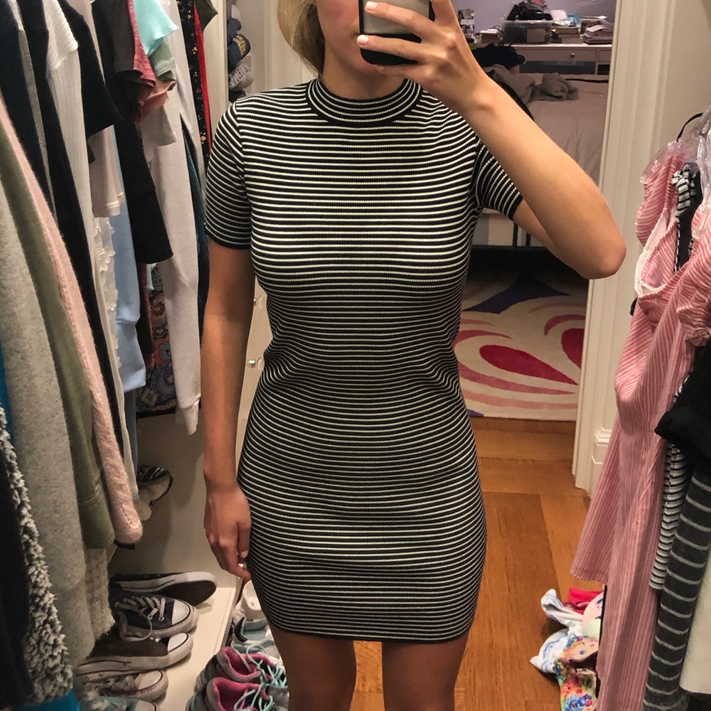 striped short-sleeved day dress